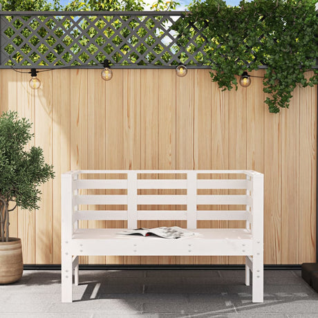 Garden Bench White 111.5X53X71 Cm Solid Wood Pine