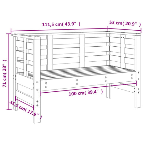 Garden Bench White 111.5X53X71 Cm Solid Wood Pine