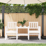 Garden Bench With Table 2-Seater Black Solid Wood Pine