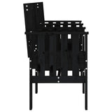Garden Bench With Table 2-Seater Black Solid Wood Pine