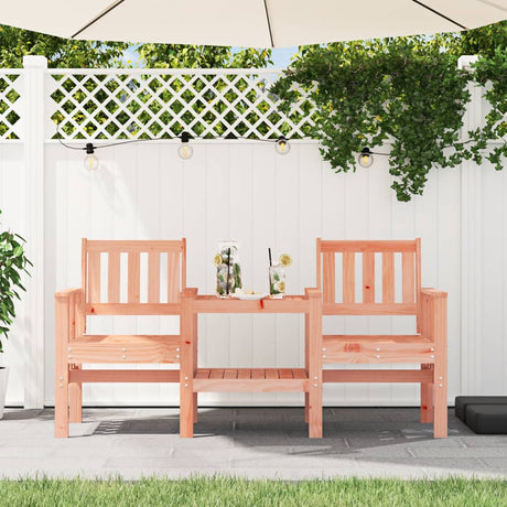 Garden Bench With Table 2-Seater Black Solid Wood Pine
