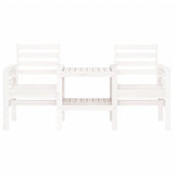 Garden Bench With Table 2-Seater White Solid Wood Pine