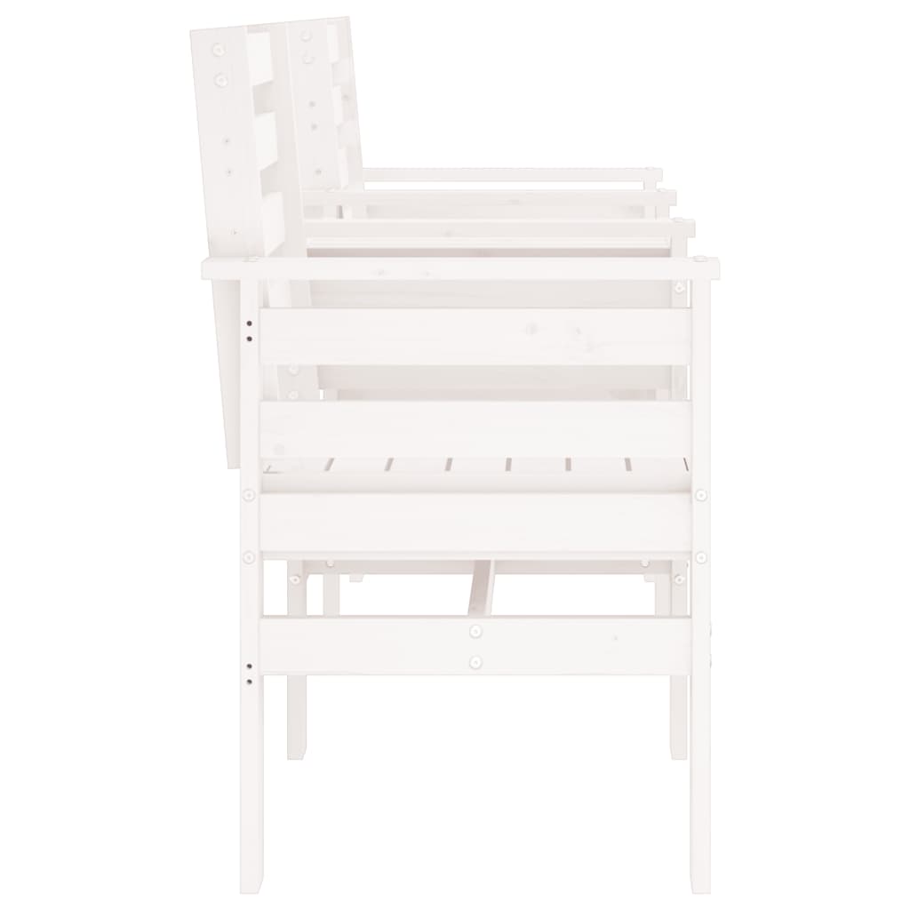 Garden Bench With Table 2-Seater White Solid Wood Pine