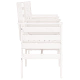 Garden Bench With Table 2-Seater White Solid Wood Pine