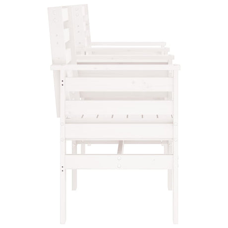 Garden Bench With Table 2-Seater White Solid Wood Pine
