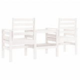 Garden Bench With Table 2-Seater White Solid Wood Pine