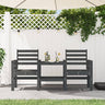 Garden Bench With Table 2-Seater White Solid Wood Pine