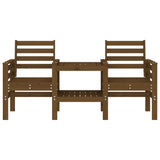 Garden Bench with Table 2-Seater Honey Brown Solid Wood Pine