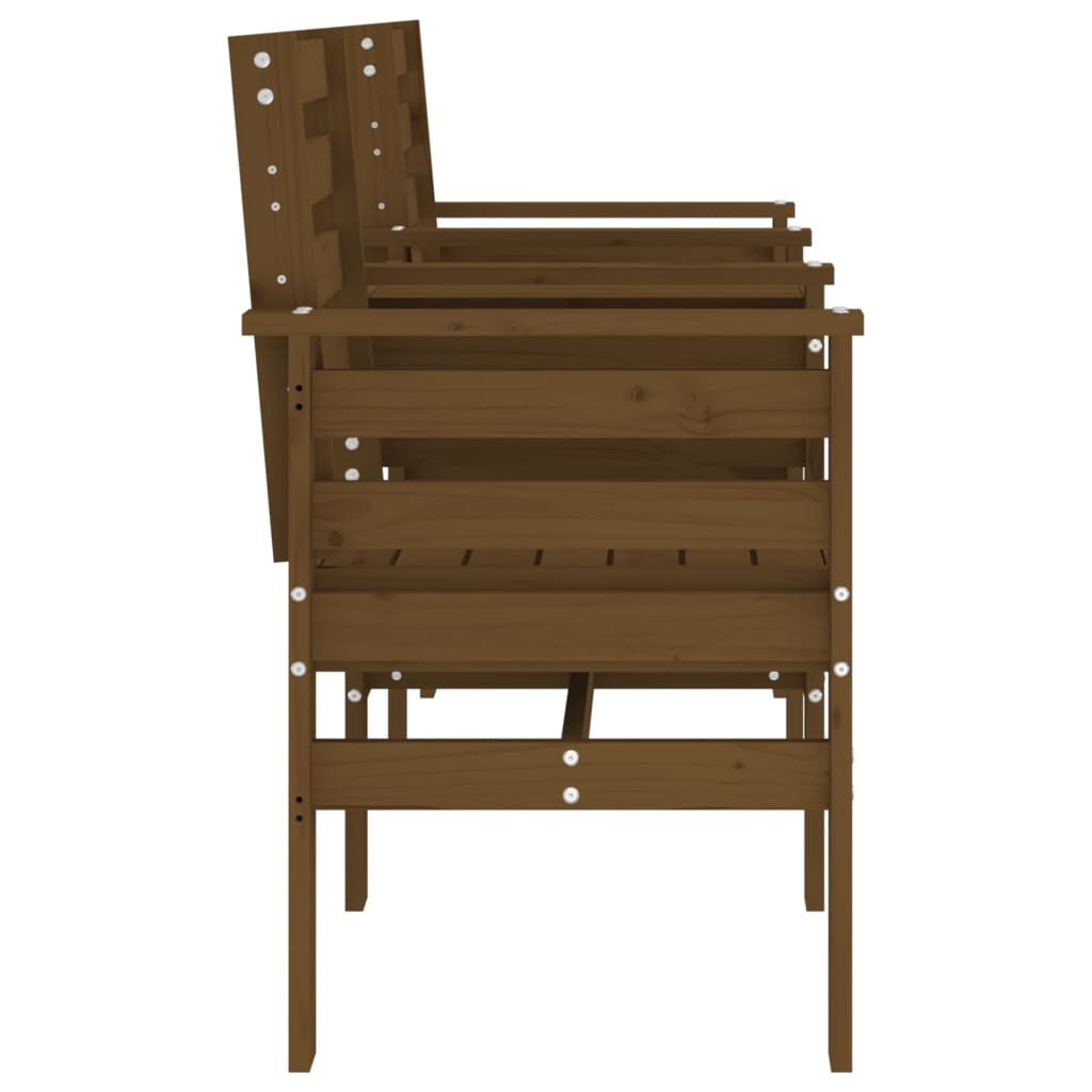 Garden Bench with Table 2-Seater Honey Brown Solid Wood Pine