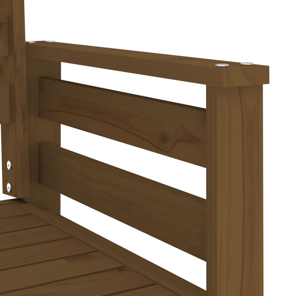 Garden Bench with Table 2-Seater Honey Brown Solid Wood Pine