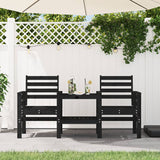 Garden Bench With Table 2-Seater White Solid Wood Pine