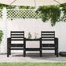 Garden Bench With Table 2-Seater White Solid Wood Pine