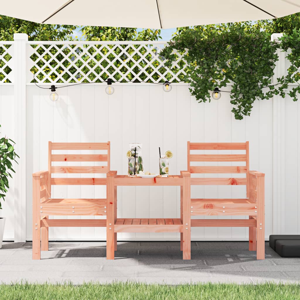 Garden Bench With Table 2-Seater White Solid Wood Pine