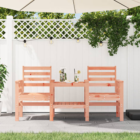 Garden Bench With Table 2-Seater White Solid Wood Pine