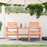 Garden Bench With Table 2-Seater White Solid Wood Pine
