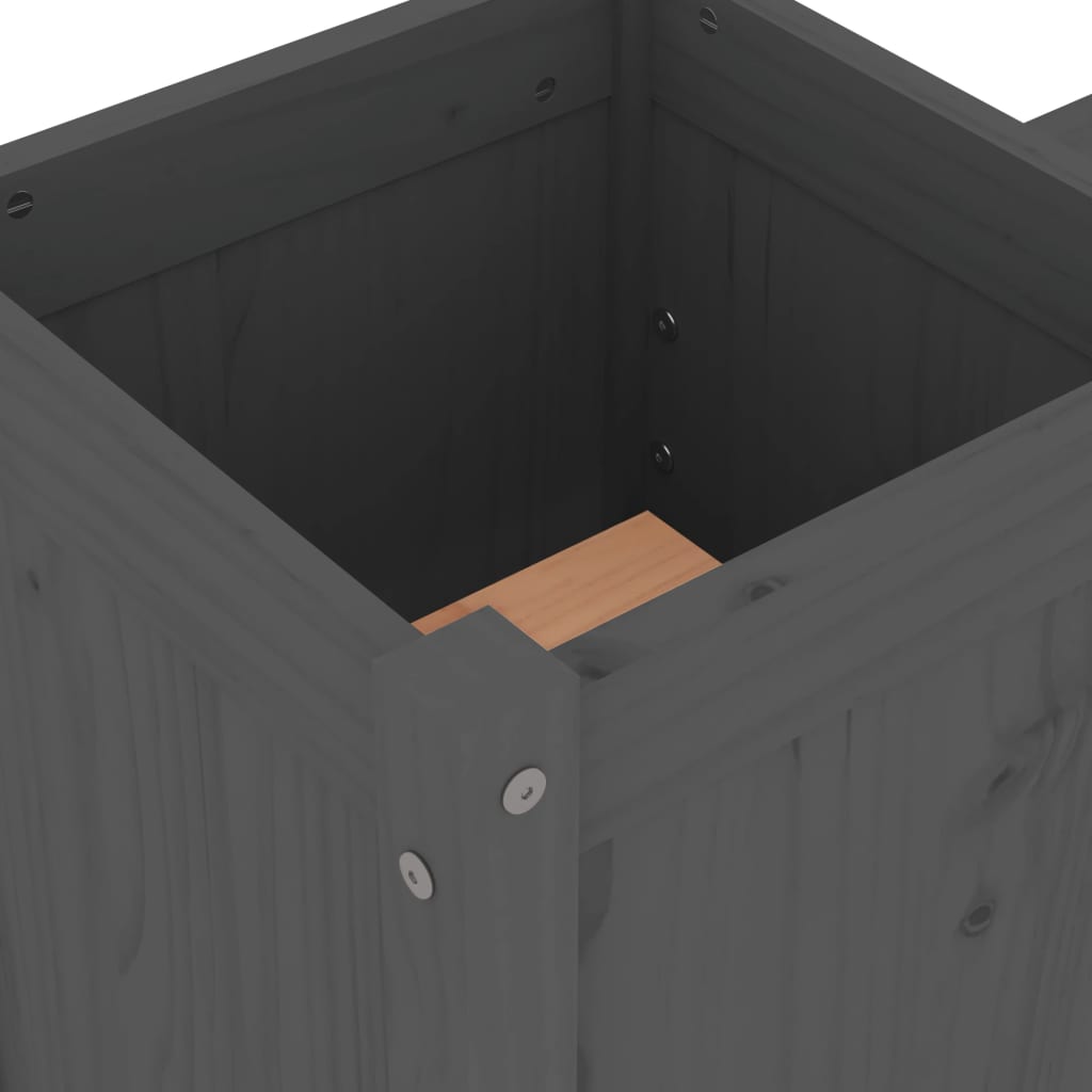 Planter Bench Grey 180X36X63 Cm Solid Wood Pine