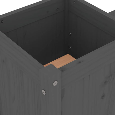 Planter Bench Grey 180X36X63 Cm Solid Wood Pine