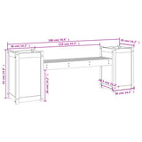 Planter Bench Grey 180X36X63 Cm Solid Wood Pine