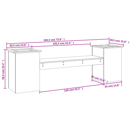 Planter Bench 184.5X39.5X56.5 Cm Solid Wood Pine