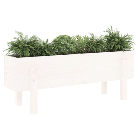 Garden Raised Bed White Solid Wood Pine