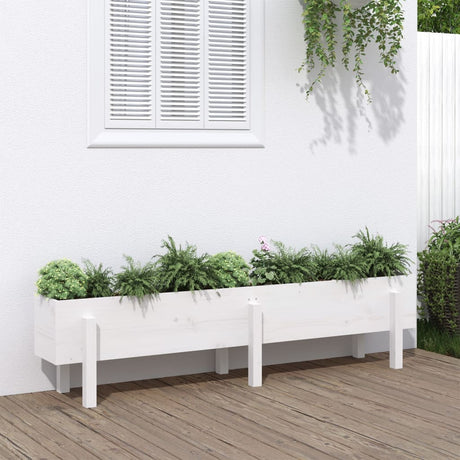 Garden Raised Bed White Solid Wood Pine