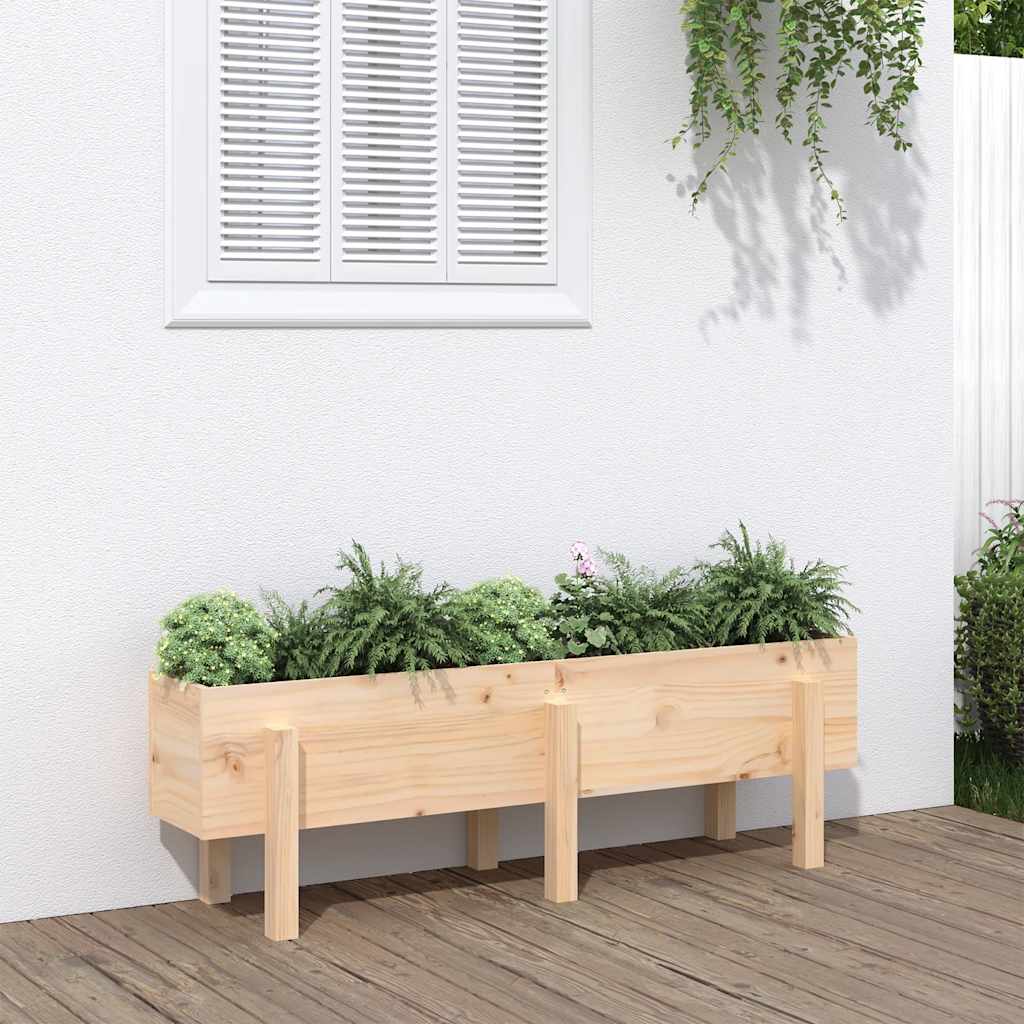 Garden Raised Bed White Solid Wood Pine