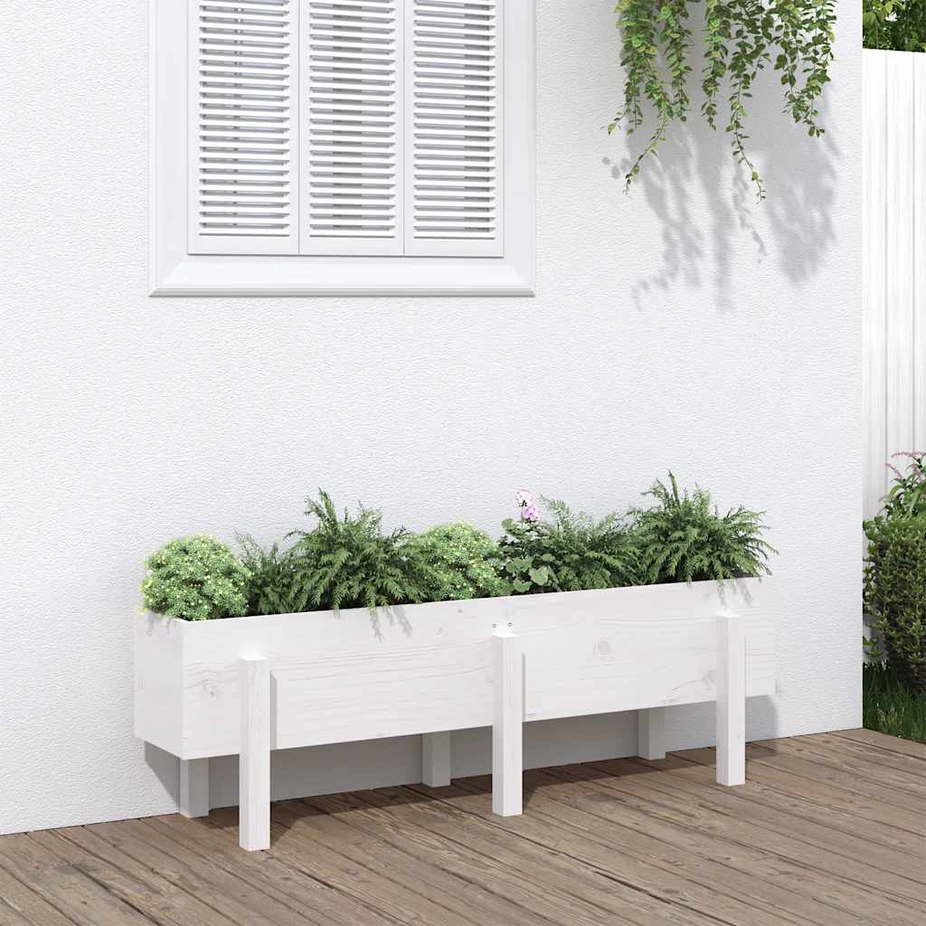 Garden Raised Bed White Solid Wood Pine