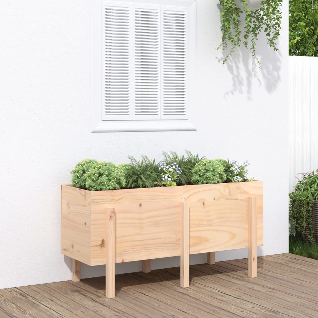 Garden Raised Bed White Solid Wood Pine