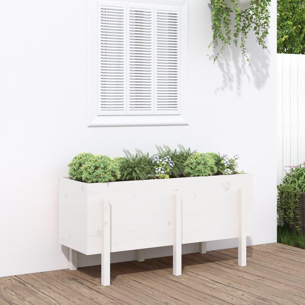 Garden Raised Bed White Solid Wood Pine
