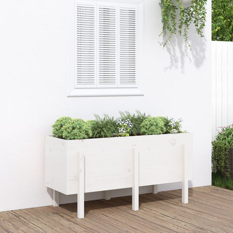 Garden Raised Bed White Solid Wood Pine