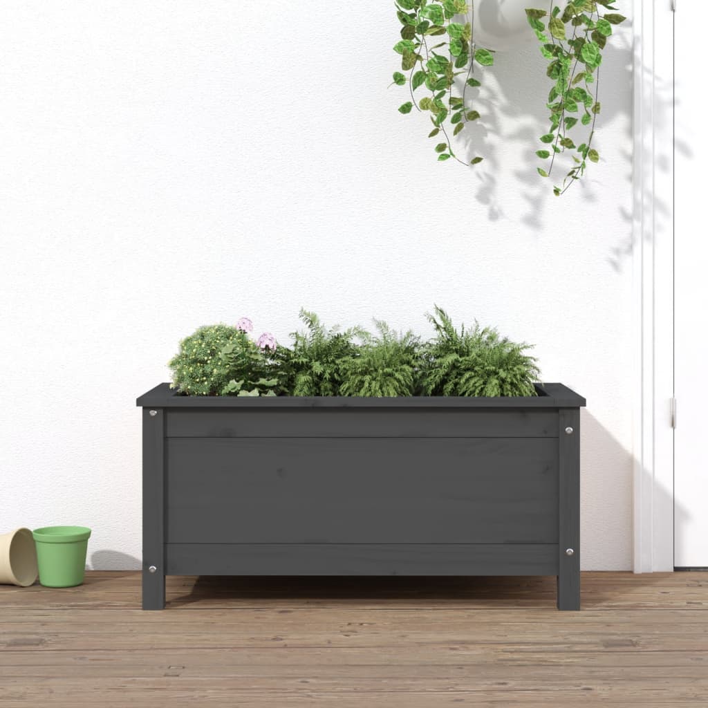 Garden Raised Bed Grey Solid Wood Pine