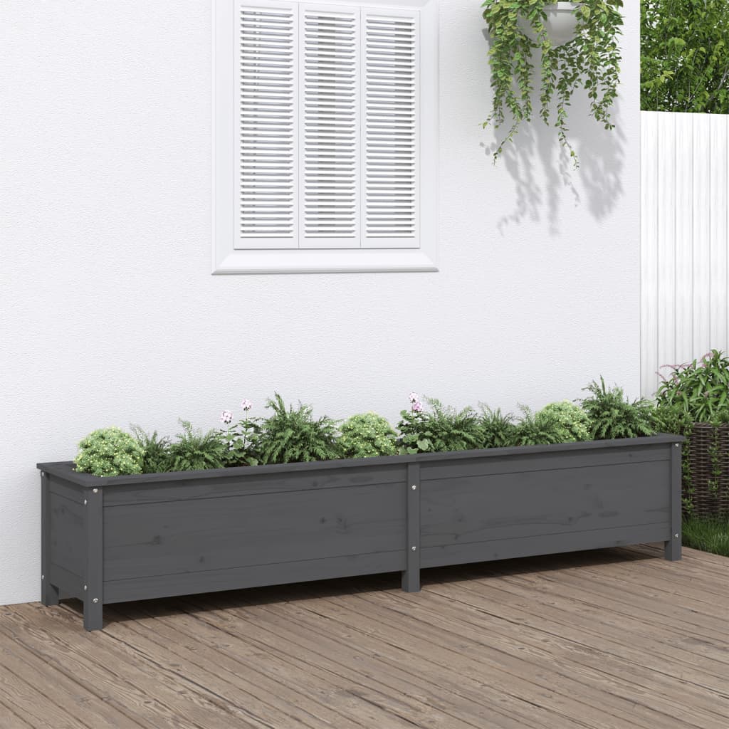 Garden Raised Bed Grey Solid Wood Pine