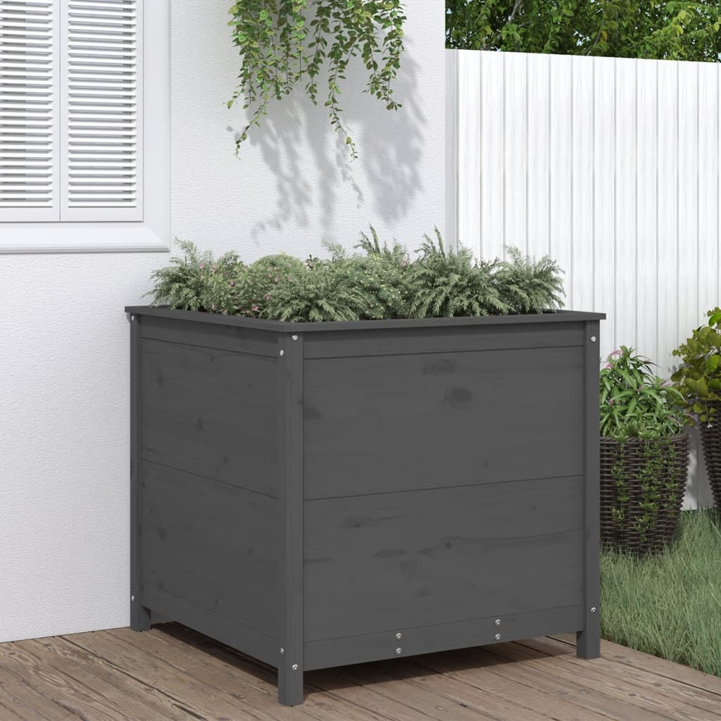 Garden Raised Bed Grey Solid Wood Pine