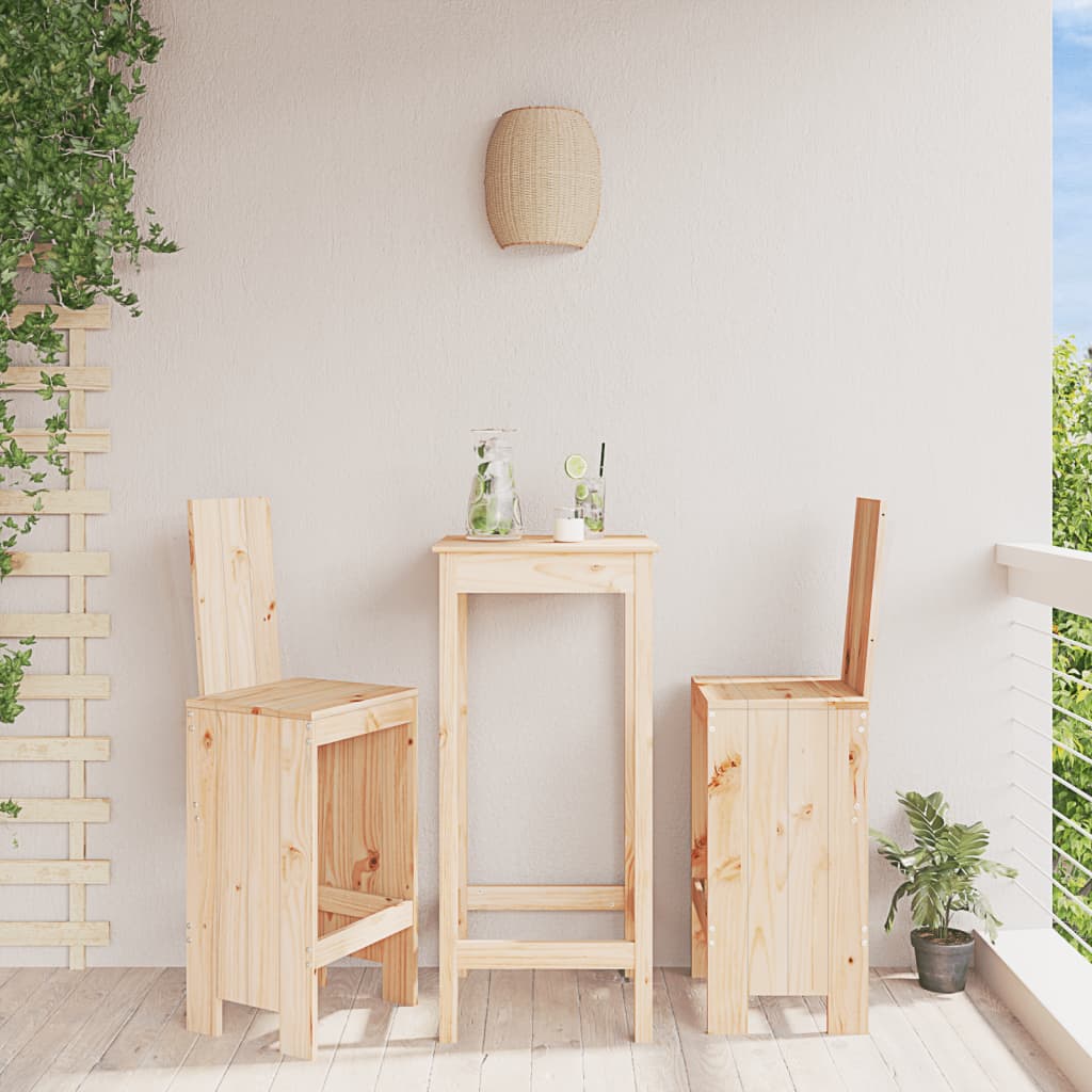 Bar Stools 2 Pcs White Solid Wood Pine
