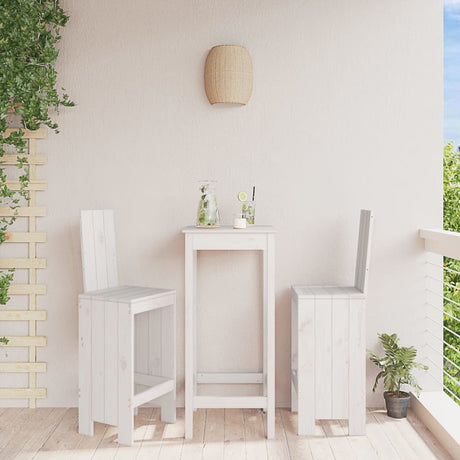 Bar Stools 2 Pcs White Solid Wood Pine