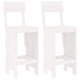 Bar Stools 2 Pcs White Solid Wood Pine