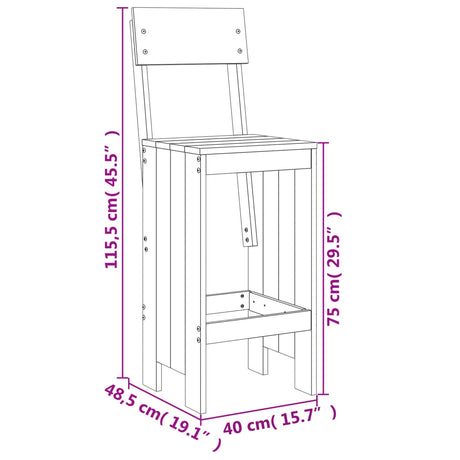 Bar Stools 2 Pcs White Solid Wood Pine