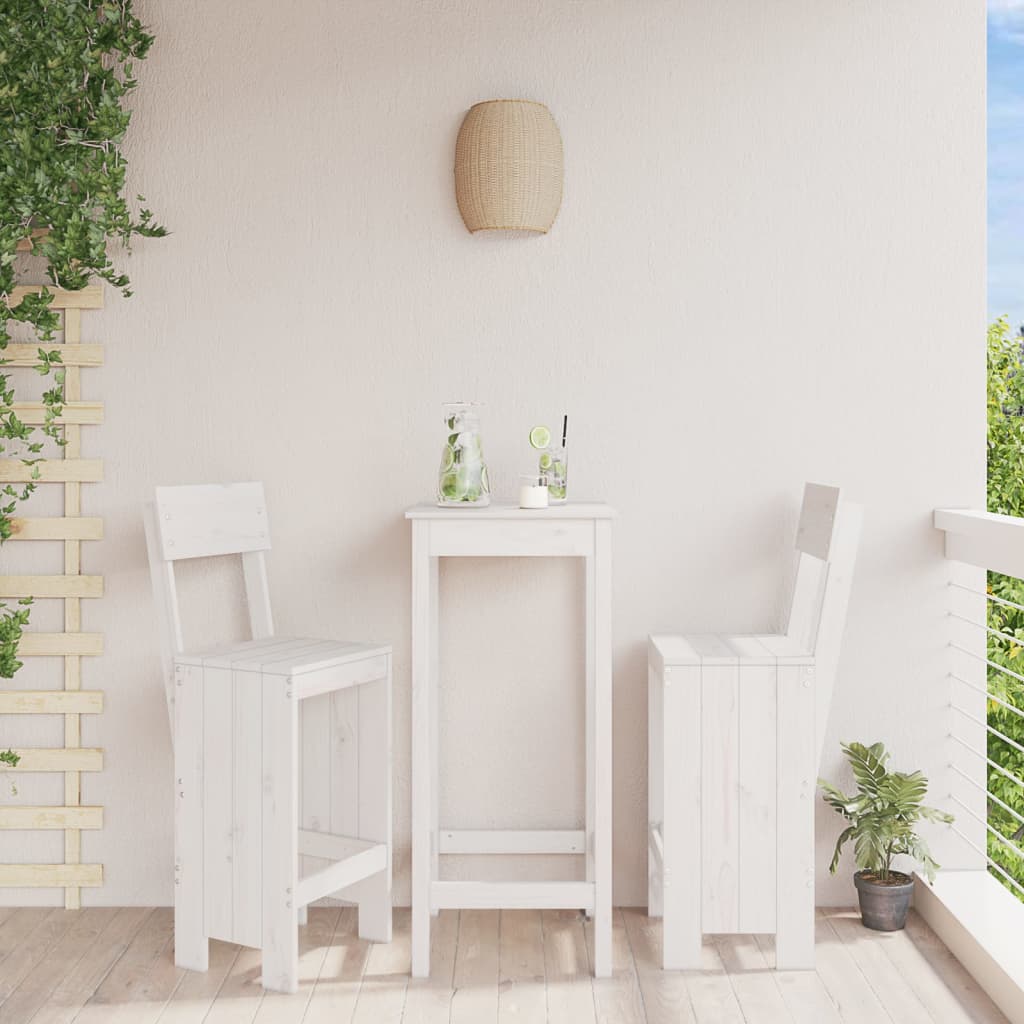 Bar Stools 2 Pcs White Solid Wood Pine