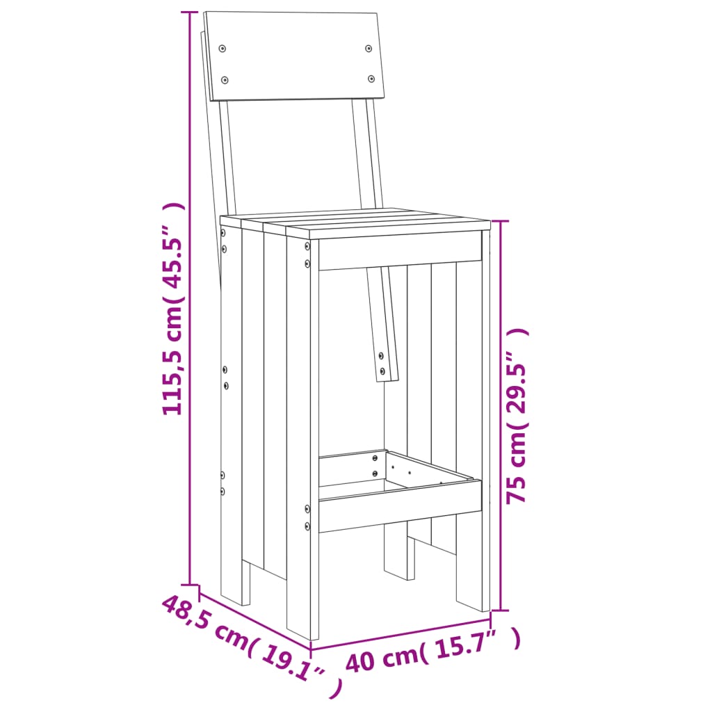 Bar Stools 2 pcs 40x48.5x115.5 cm Solid Wood Douglas