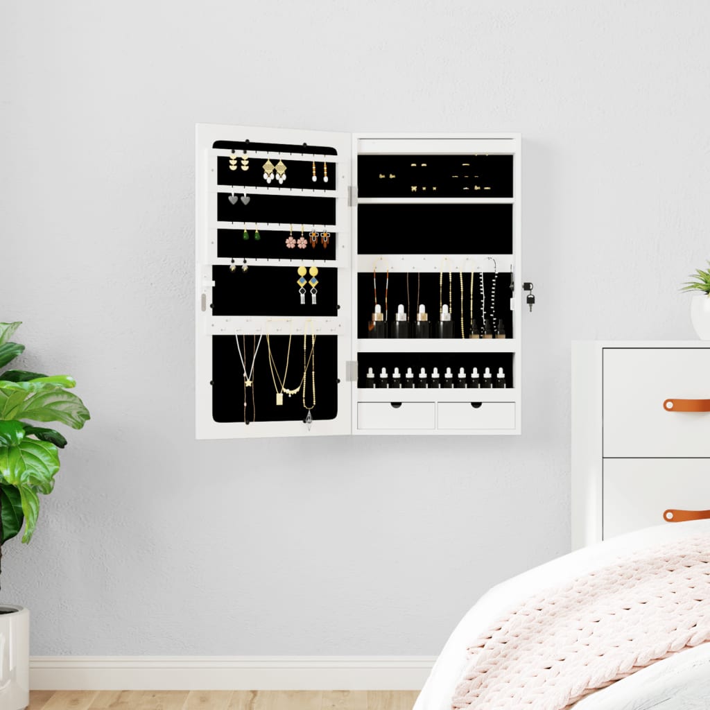 Mirror Jewellery Cabinet With Led Lights Wall Mounted