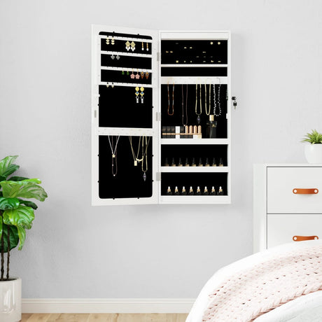 Mirror Jewellery Cabinet With Led Lights Wall Mounted