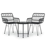 3 Piece Garden Dining Set Poly Rattan