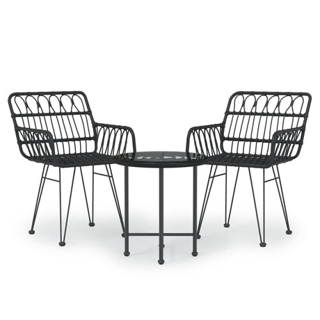 3 Piece Garden Dining Set Poly Rattan