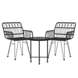 3 Piece Garden Dining Set Poly Rattan