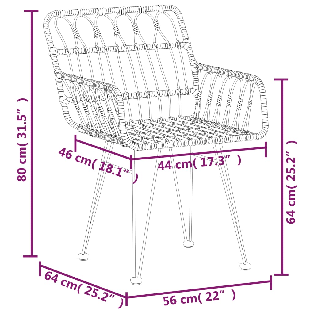 3 Piece Garden Dining Set Poly Rattan