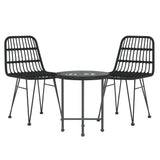 3 Piece Garden Dining Set Poly Rattan