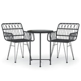 3 Piece Garden Dining Set Poly Rattan