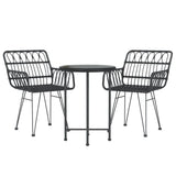 3 Piece Garden Dining Set Poly Rattan