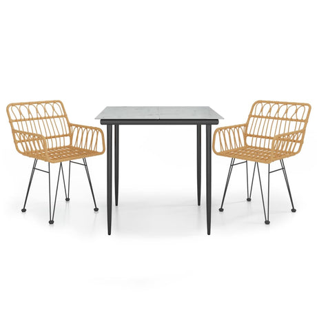 3 Piece Garden Dining Set Poly Rattan