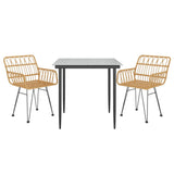 3 Piece Garden Dining Set Poly Rattan